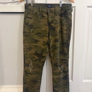 GAP Olive Camouflage Distressed Jeans